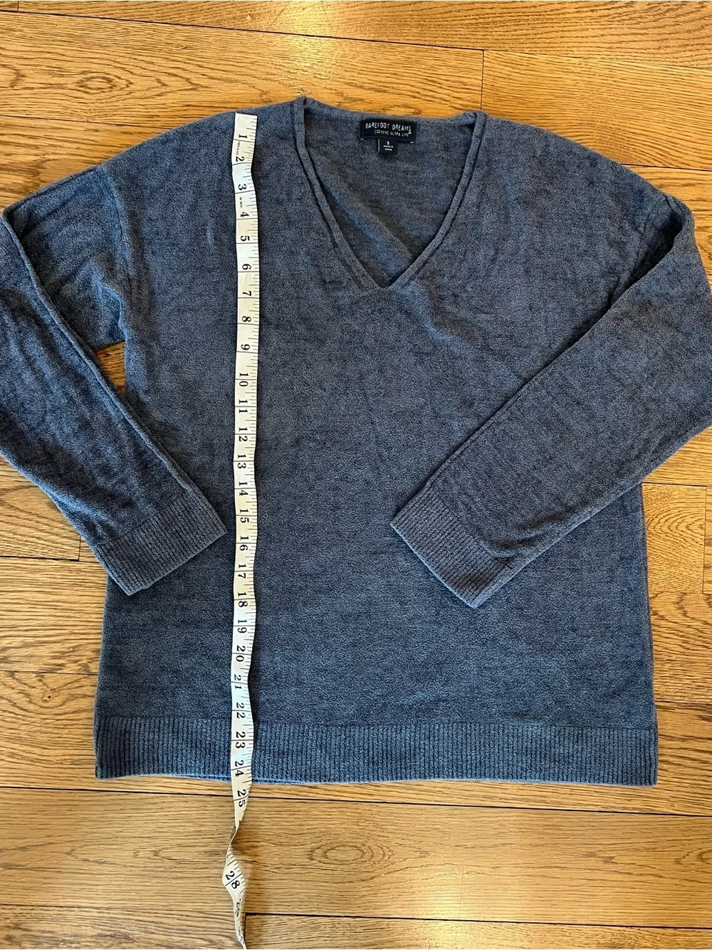 Barefoot Dreams Blue Gray V-Neck Sweater Size Small